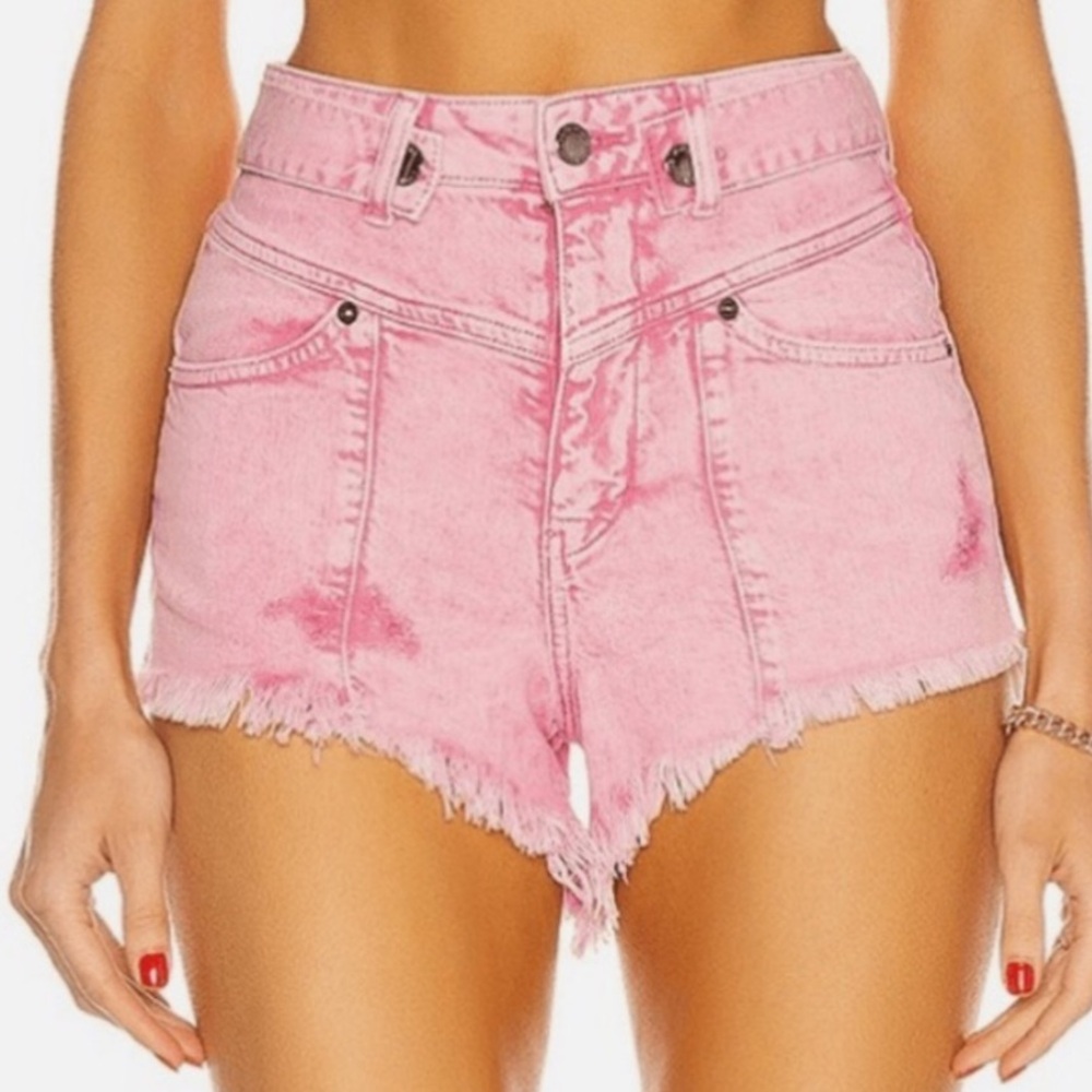 Retrofete Pink High-Waisted Denim Shorts Size 26